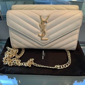 YSL Cassandra large wallet with unbranded chain conversion to wallet on chain